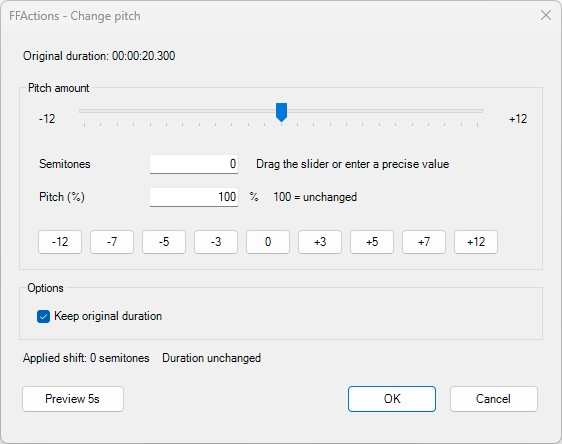 Change audio pitch tool