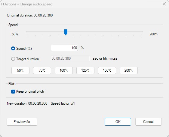 Change audio speed tool