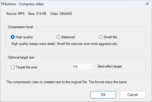 Compress video tool