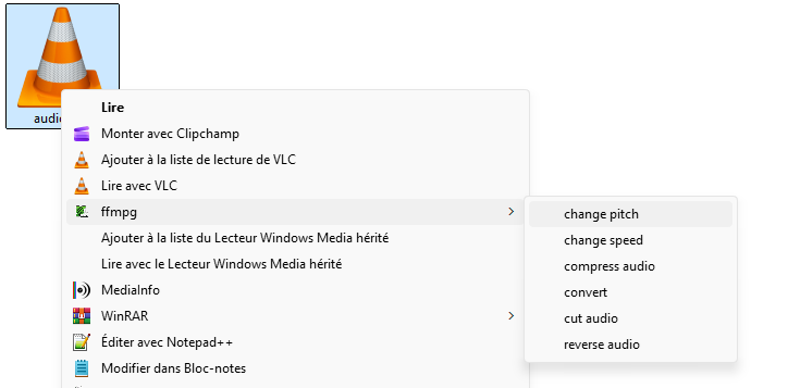 FFActions audio context menu
