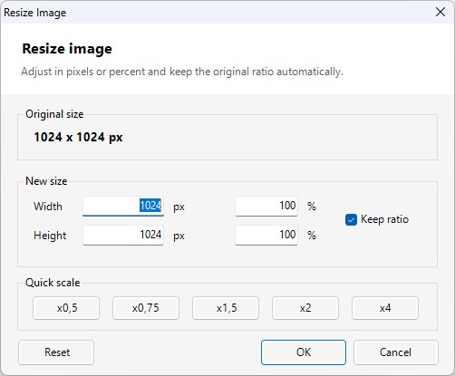 Resize image tool