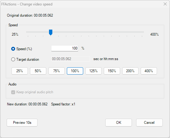 Change video speed tool