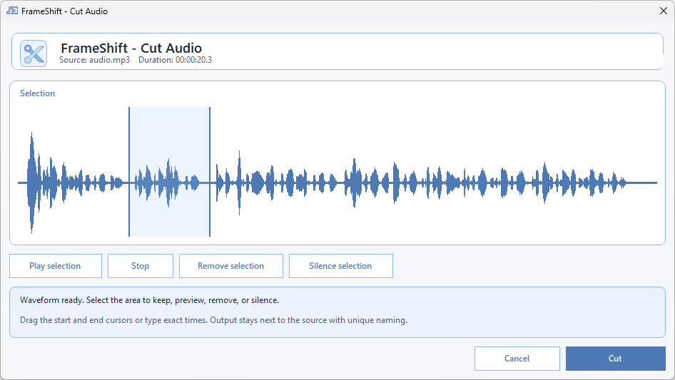 Cut audio