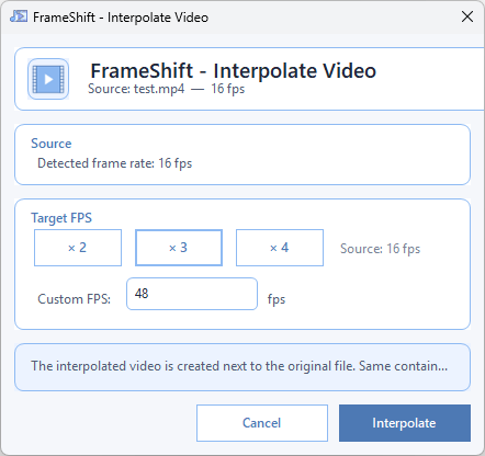 Interpolate video