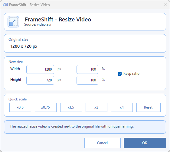 Resize video