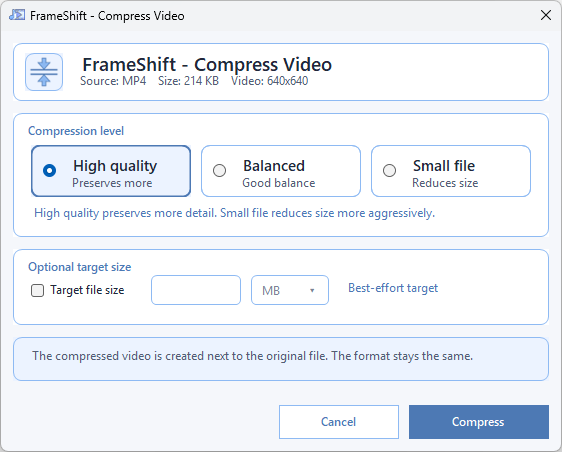 Compress video