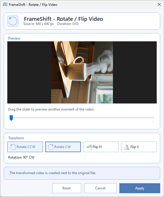 Rotate / flip video